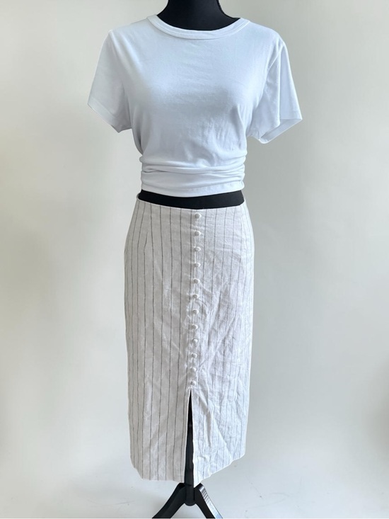 Banana Republic Dresses & Skirts - Banana Republic Cream Pinstripe Button-Front Midi Skirt
